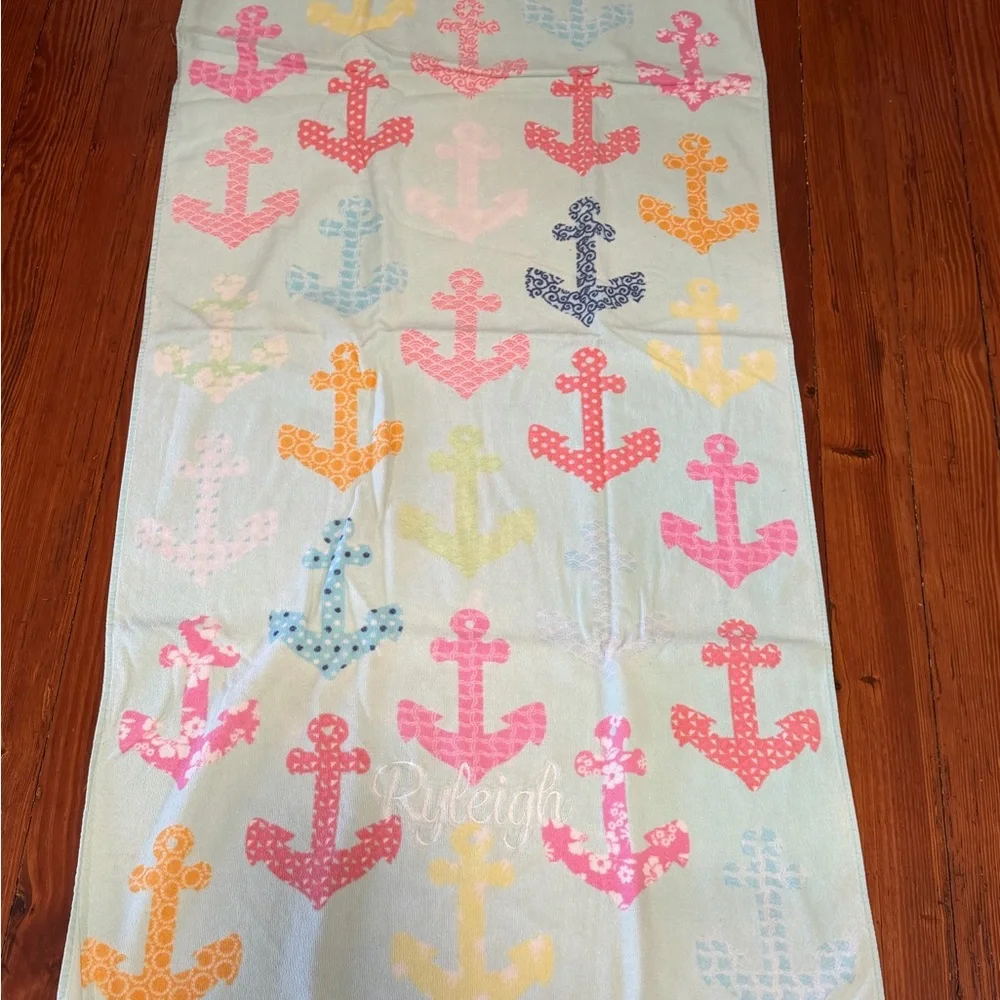 RYLEIGH embroidered personalized 3 beach towels summer anchors tie dye butterfly